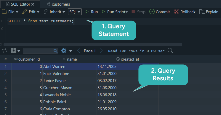 Query Result Grid in DbSchema
