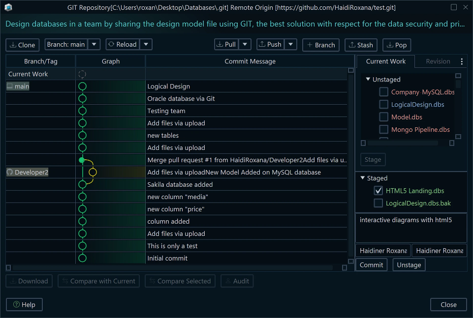 Git Dialog in DbSchema