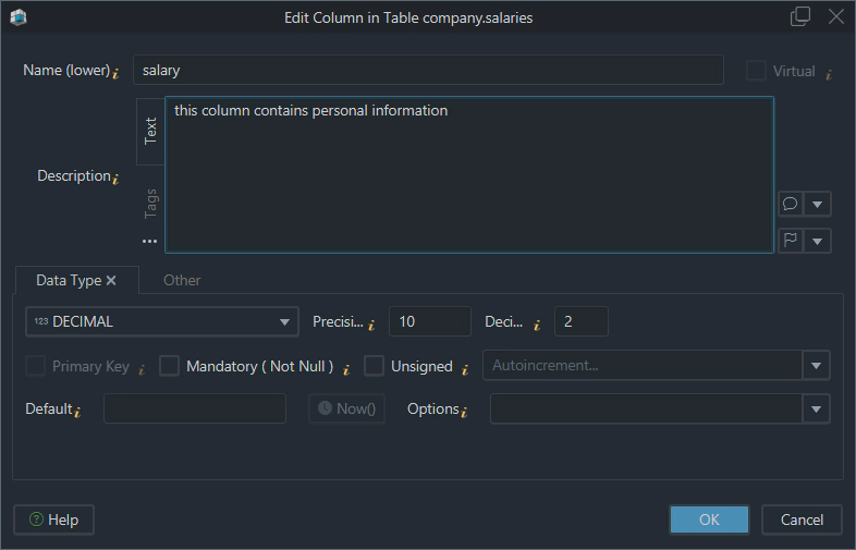 Comments and Tags in MySQL