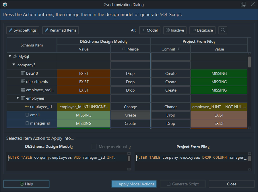 Schema Compare for MySQL