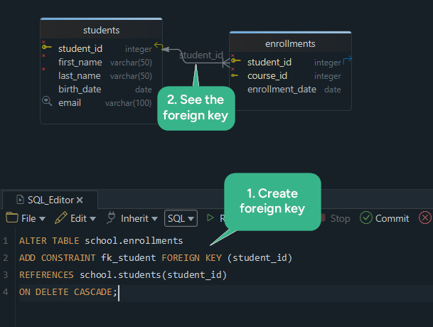 Create a Foregin Key in PostgreSQL