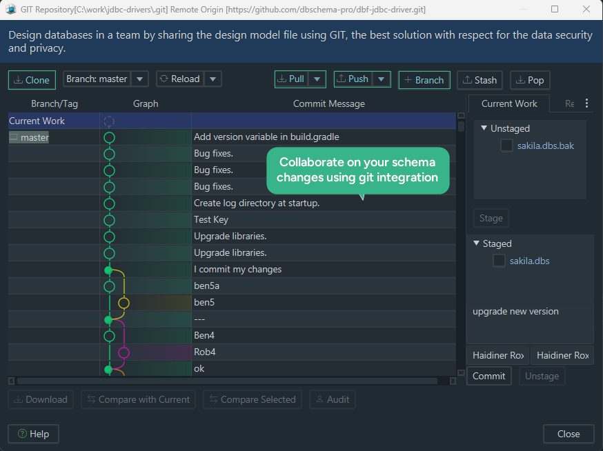 Git integration Schema Changes