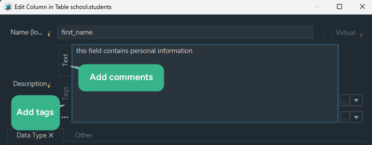 Create a COMMENT in PostgreSQL