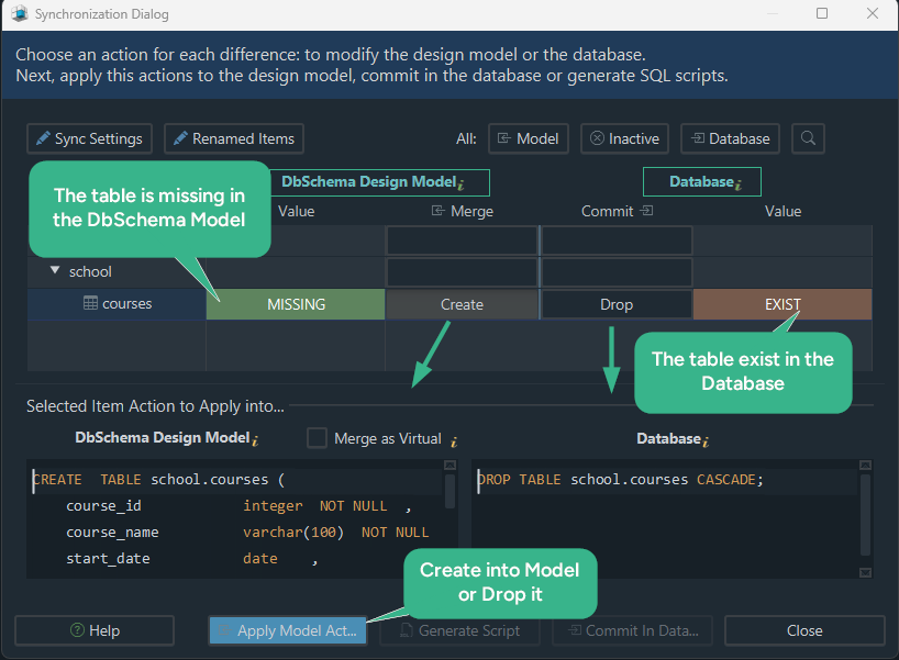 Synchronize Schema Changes
