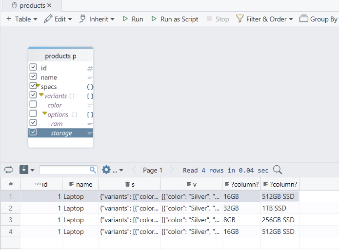 DbSchema JSONB Query Builder