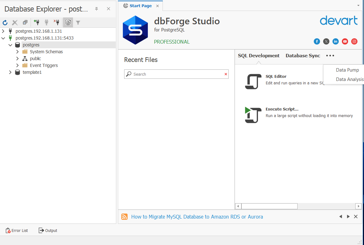 dbForge interface