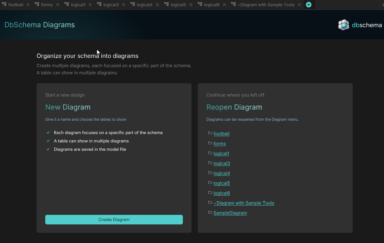 New Diagram Tab