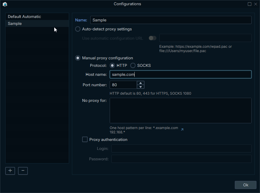 Proxy Configurations