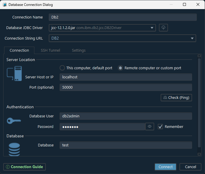 DbSchema Connection Dialog