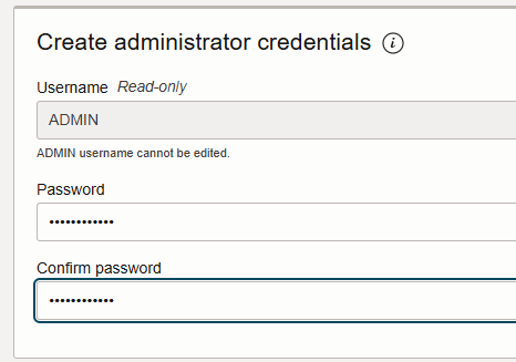 Administrator Credentials from Oracle Cloud Autonomous Database
