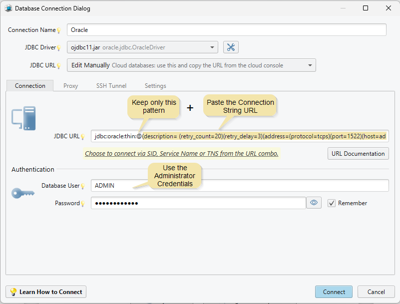 JDBC Connection to Oracle Cloud Autonomous Database