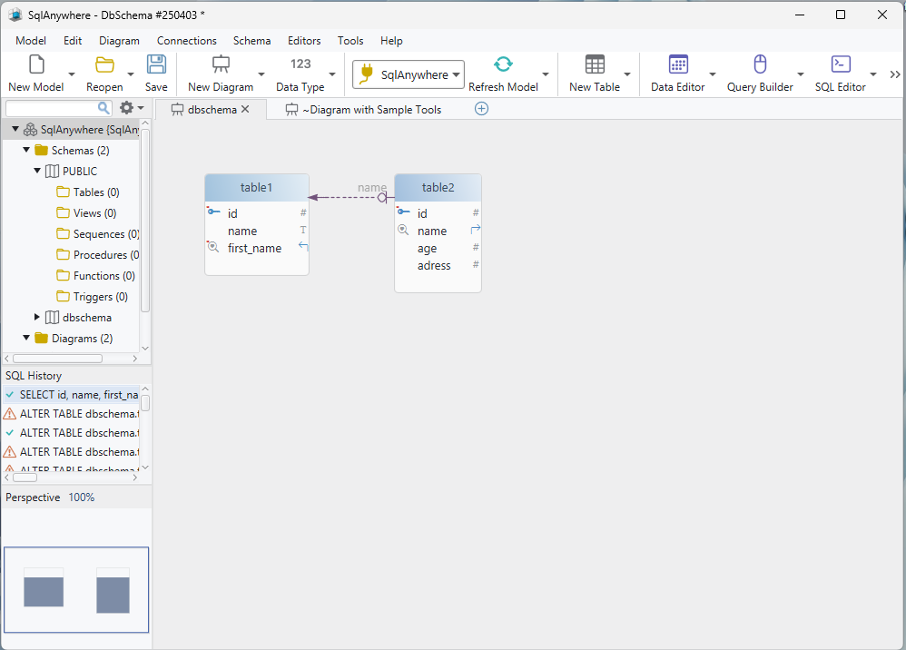 Sql Anywhere with DbSchema