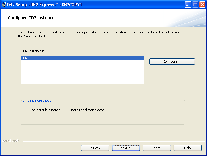 Choose the DB2 instance