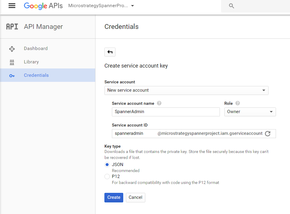 Create Google Cloud Spanner Account