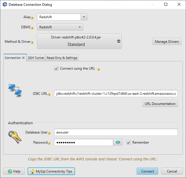 dbschema connect to local sql server 2017