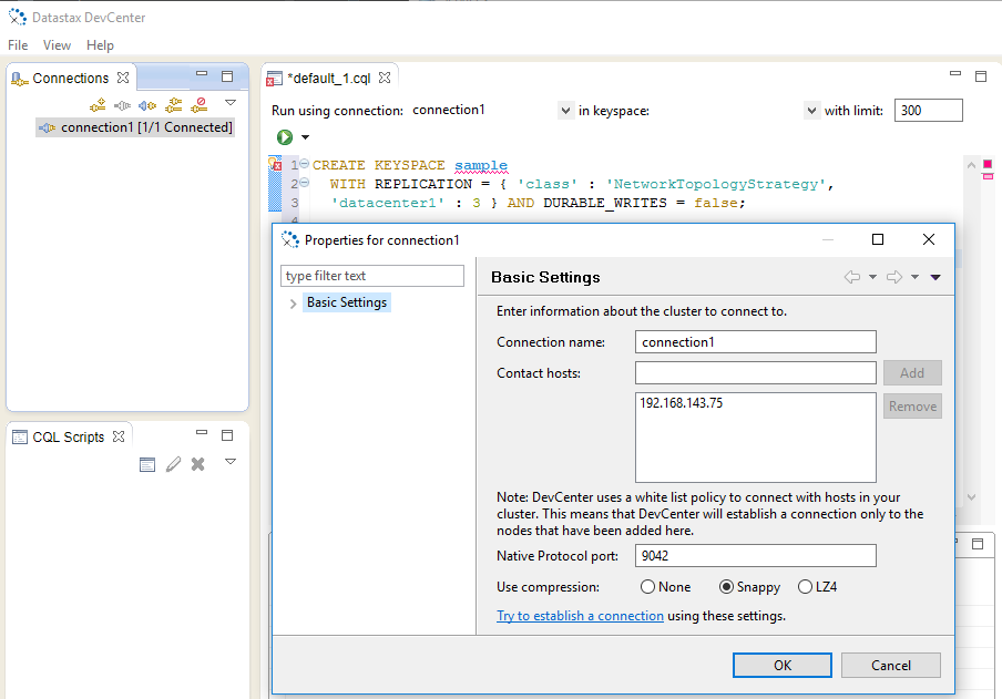 tableplus cassandra connection