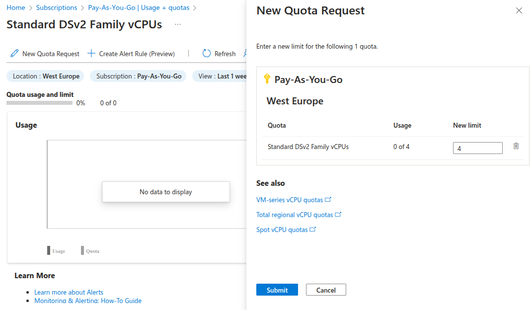 Requesting new DataBricks vCPU quota