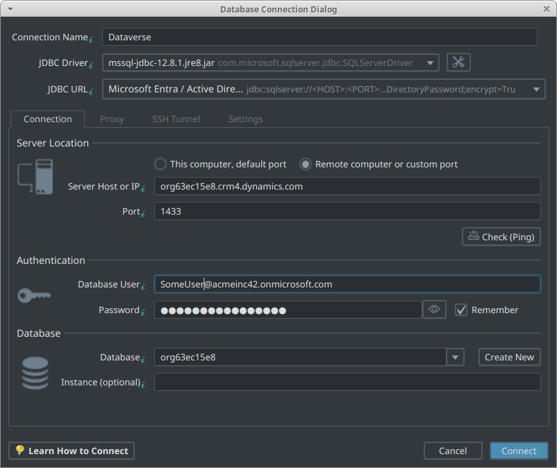 Connecta to Dataverse in DbSchema