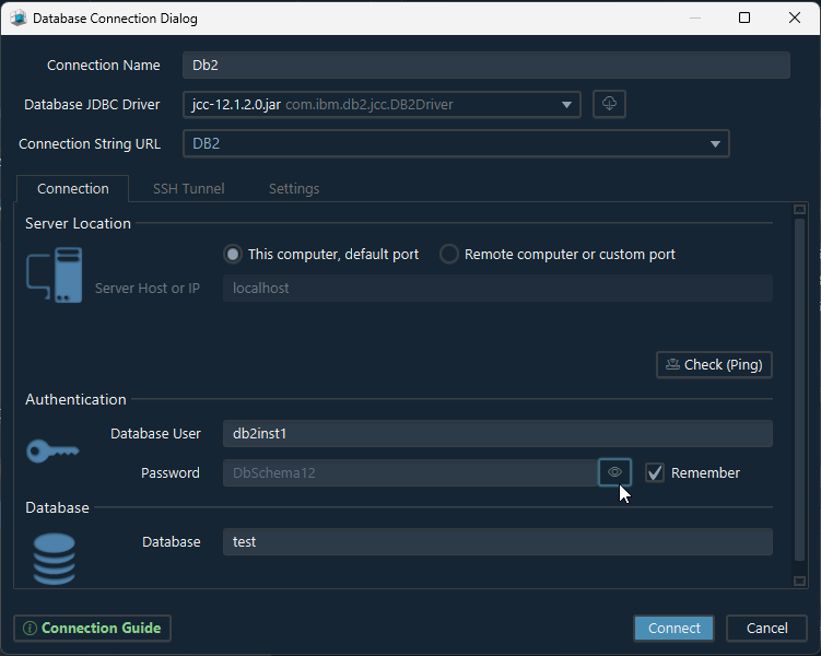 Db2 Connection Dialog