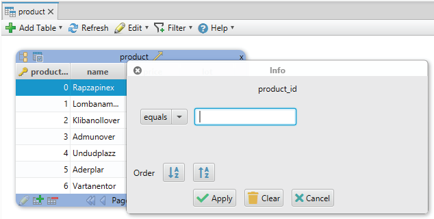 Setup filters in the Relational Data Explorer