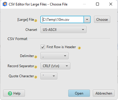 Choose CSV File Format
