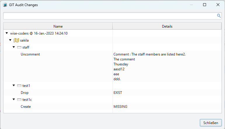 Audit database schema changes