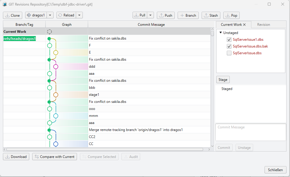 DbSchema GIT Dialog