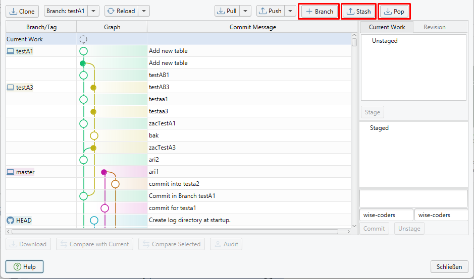 GIT Features using DbSchema