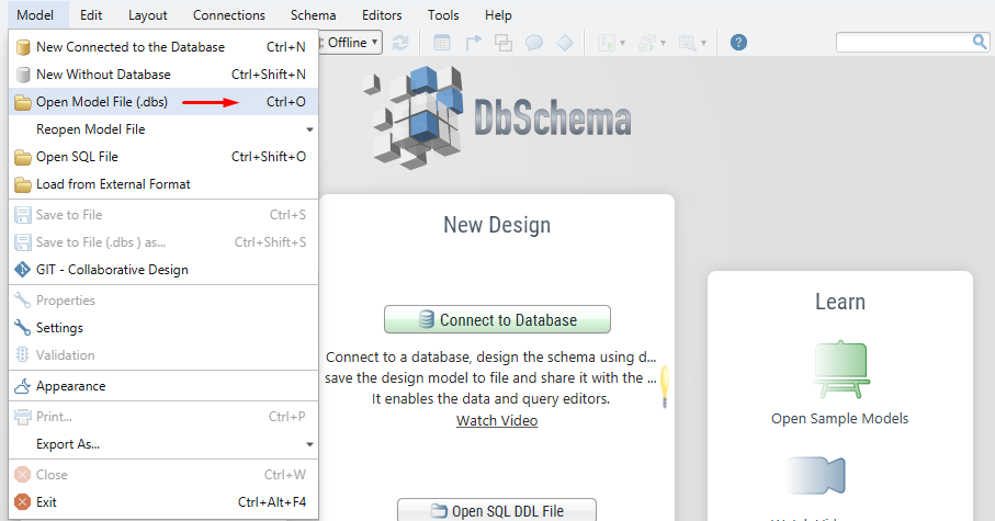 GIT Open using DbSchema