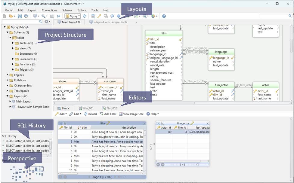 DbSchema Database Designer Interface