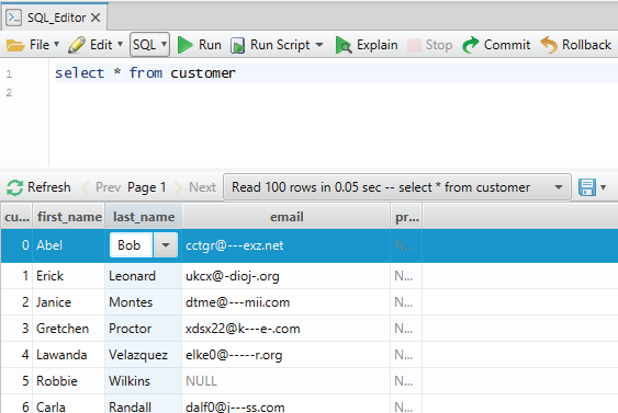 How to edit data in the SQL editor result pane