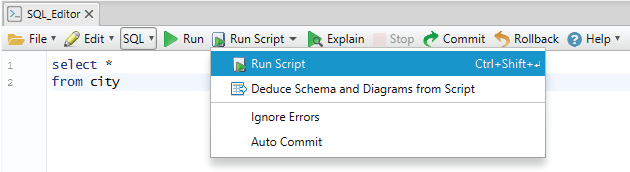How to run a script from the SQL Editor
