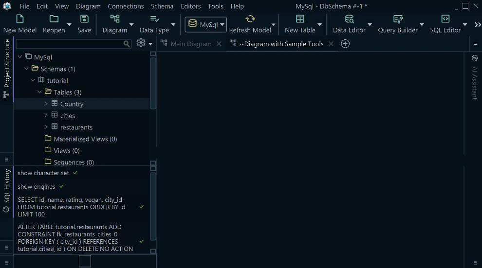 Adding a table to the diagram