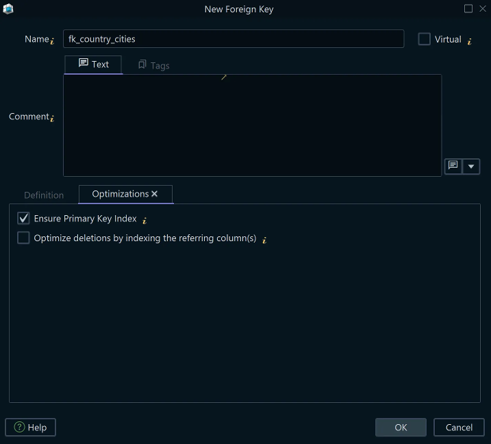Foreign Key options in DbSchema