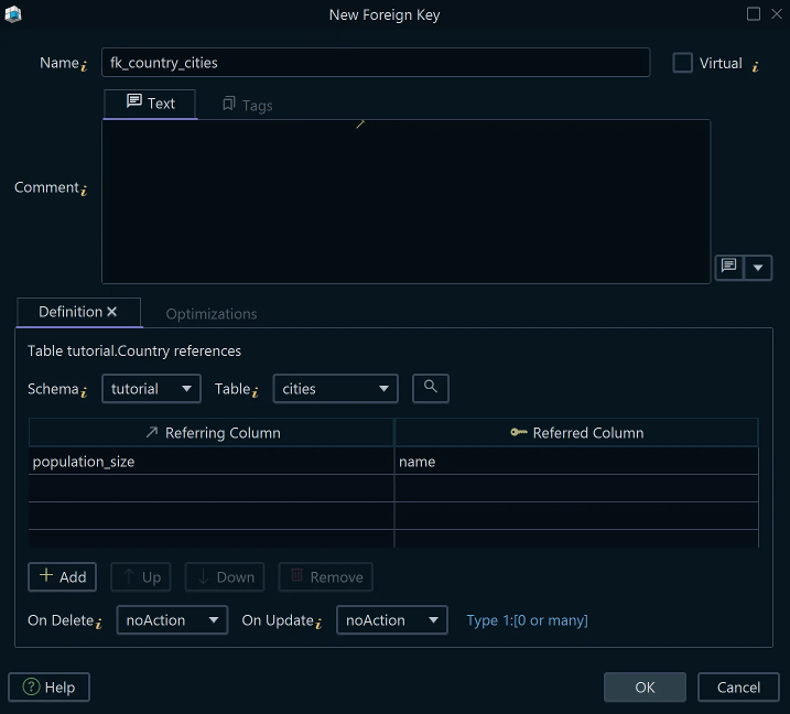 Foreign Key dialog in DbSchema