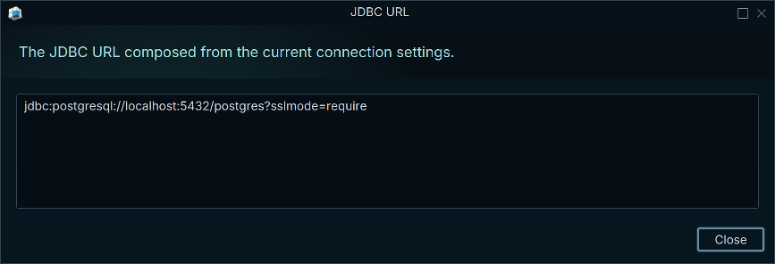 Preview of the composed JDBC URL
