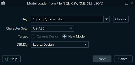 Choose file to import