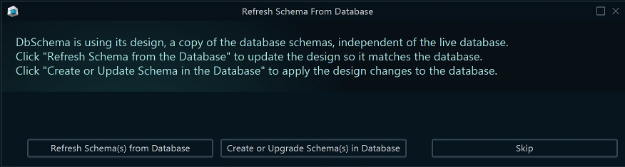 Refresh or create schema in database