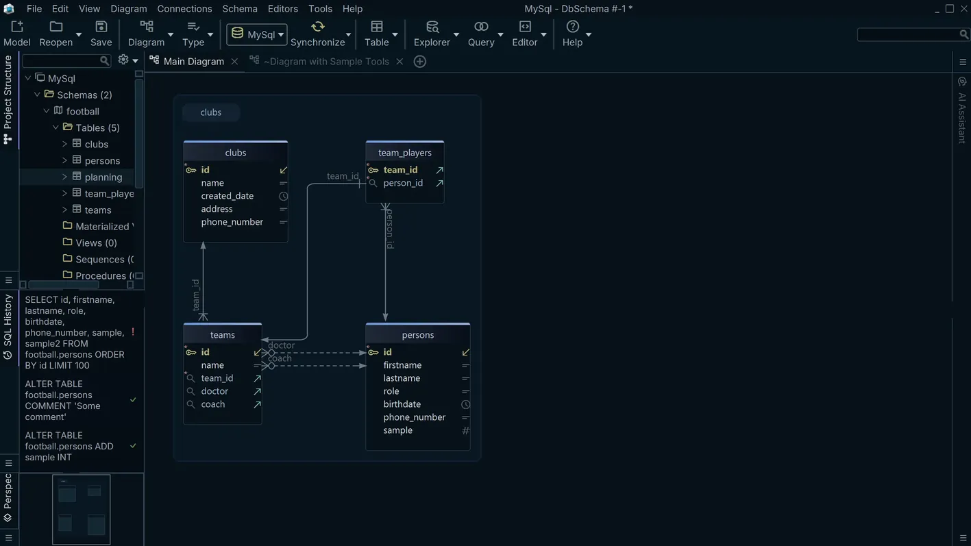 Relational data explorer for MySql in DbSchema