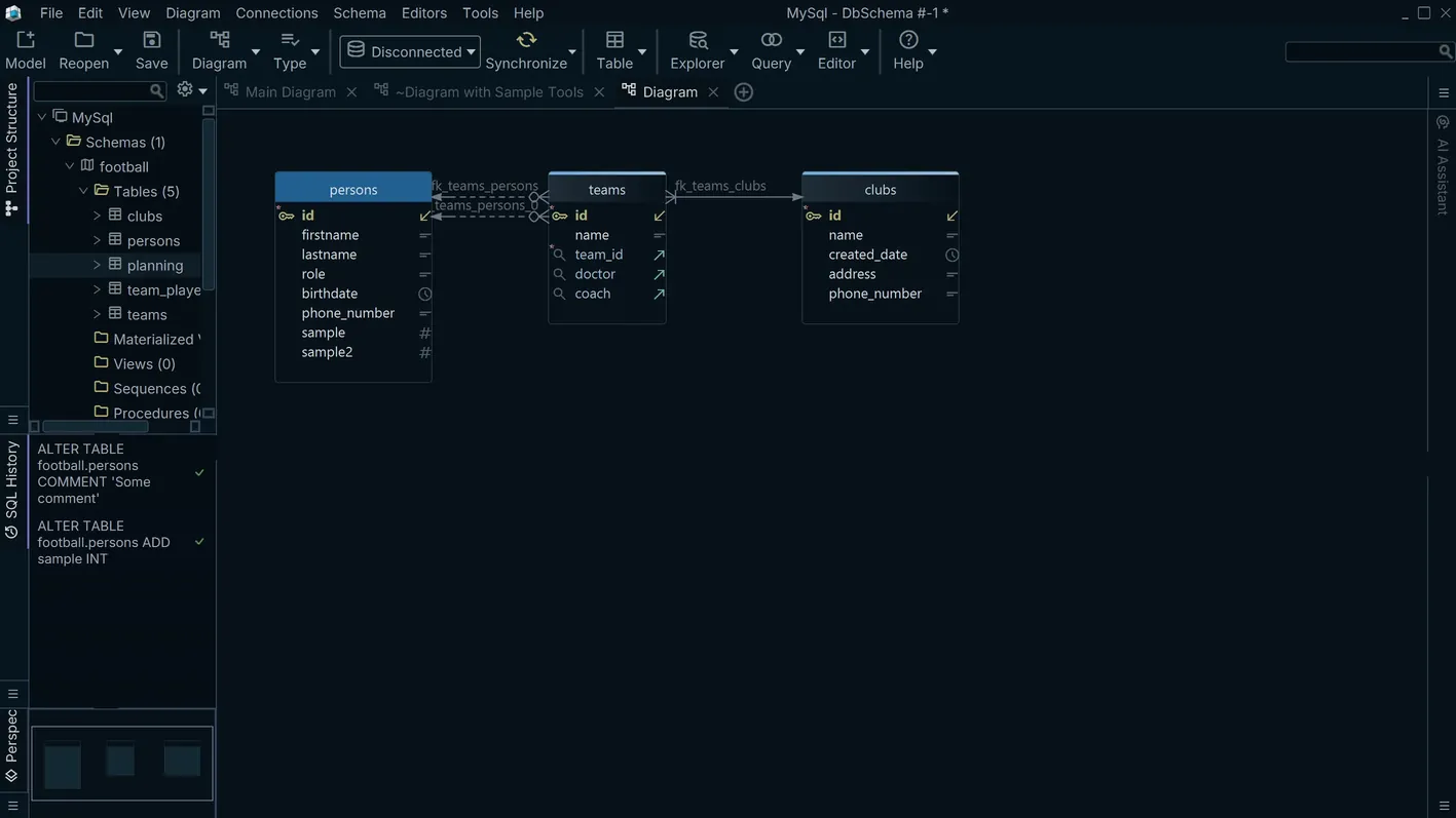 Schema documentation generator for MySql in DbSchema