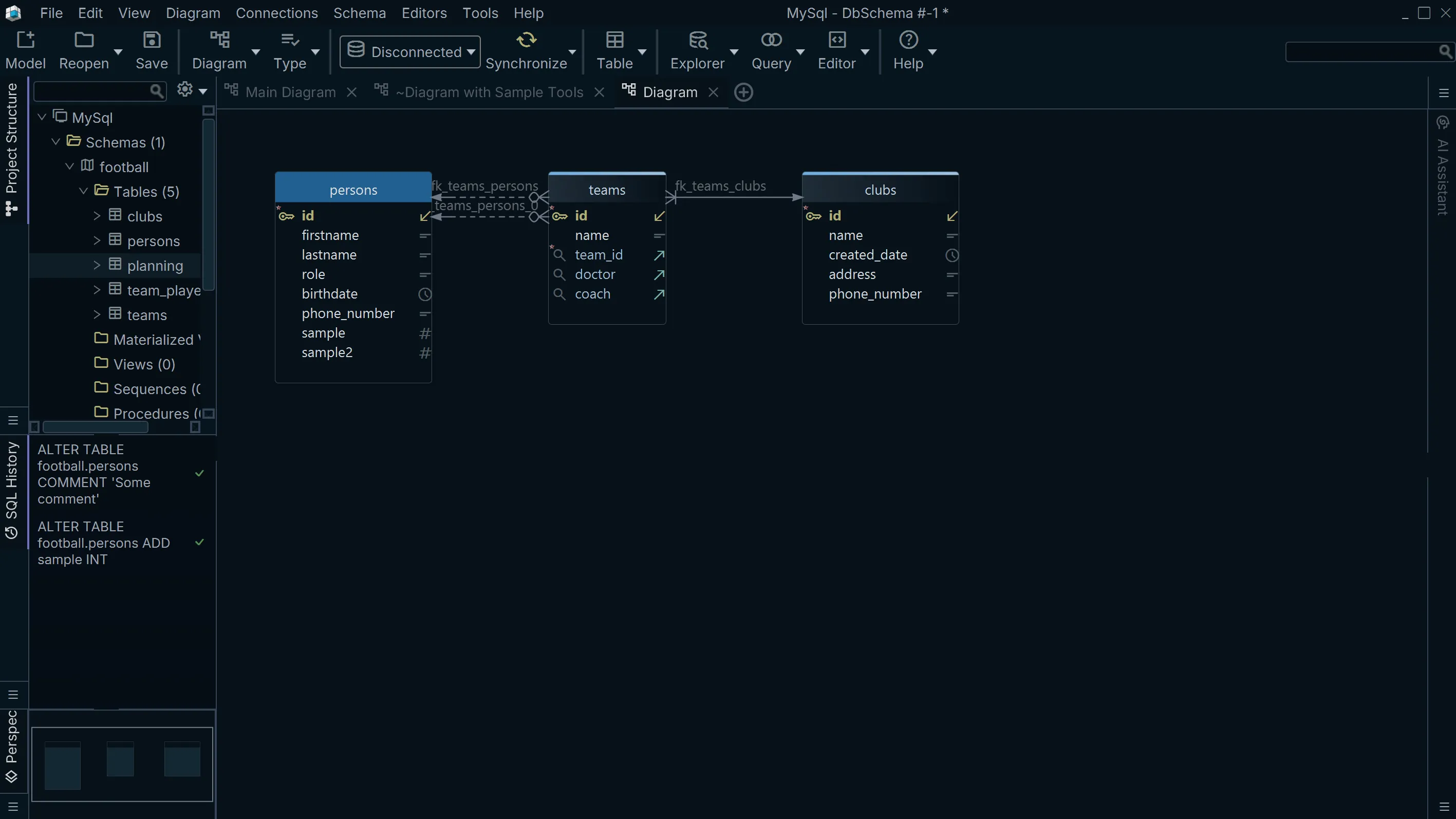 Interactive HTML5 documentation generated from a MySQL schema