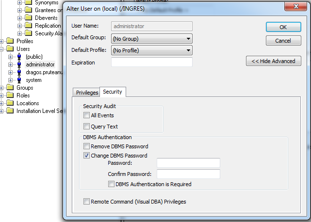 Connect using Informix User