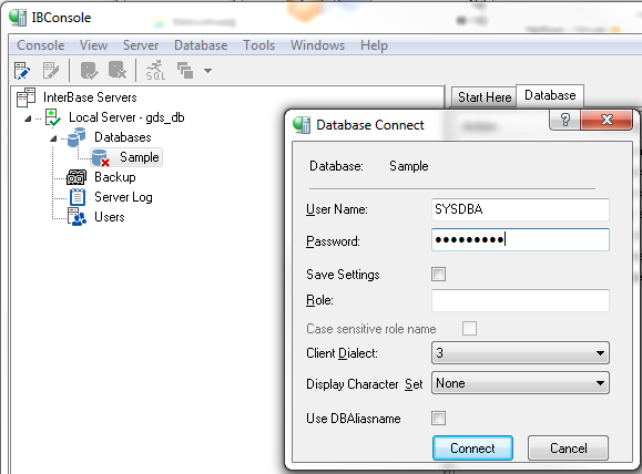 How to connect to Interbase database