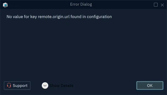 The error No value for key remote.origin.url found in configuration