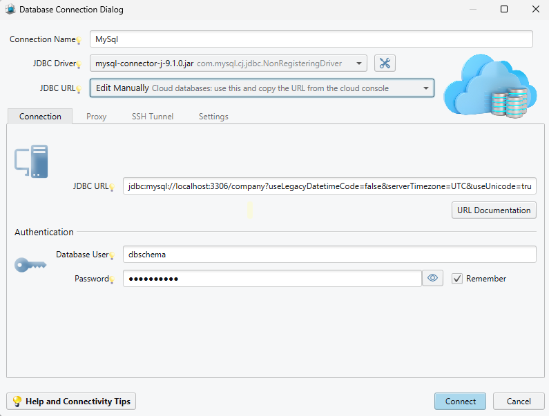 Cloud Connection in MySQL