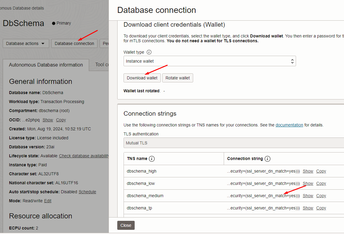 Connect to Oracle Cloud Autonomous Database using DbSchema