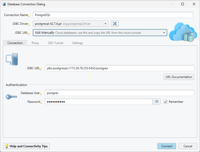 Cloud Connection in PostgreSQL