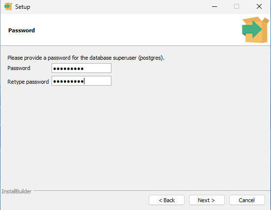 Choose the Postgres password