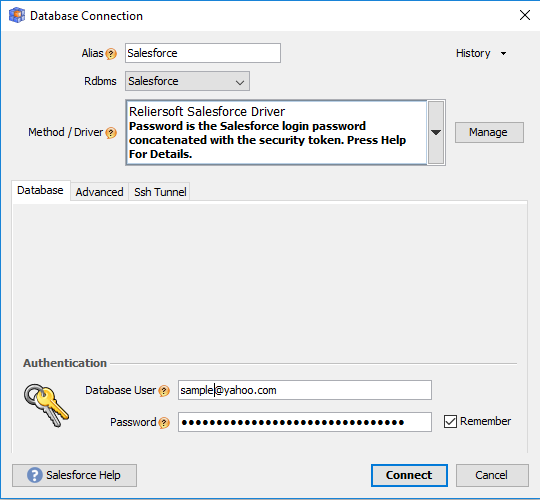 How to connect to Salesforce from DbSchema