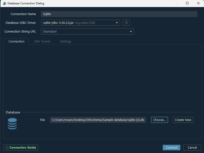 SQLite Connection Example